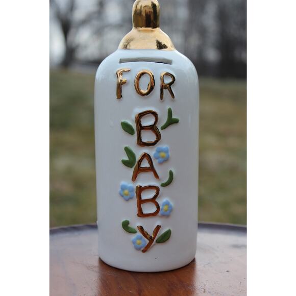Ceramic Piggy Bank Bottle for a Baby - Baby Shower Gift Vintage - Picture 2 of 8
